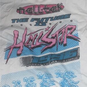 White and Blue Graphic Long Sleeve Tee